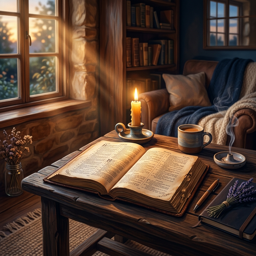 Méditation spirituelle chrétienne quotidienne avec la Bible ouverte - Sionys Worship
